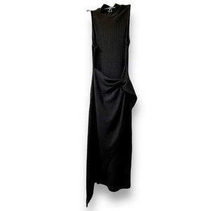 Forever 21 Black 7/8 Waist Wrap Sleeveless BodyCon Dress LBD Asymmetrical Small